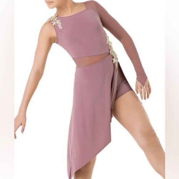 Weissman dance costume LOVE ME AGAIN 10156 Asymmetrical lavender mauve LC child - Picture 1 of 13